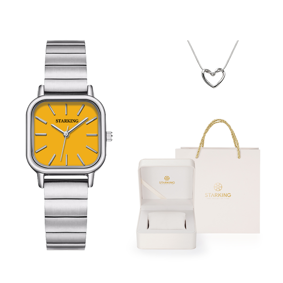 Кварцевый механизм Нержавеющая сталь Браслет Наручные часы Женские часы Желтый циферблат STARKING
Кварцевый механизм Нержавеющая сталь Браслет Наручные часы Женские часы Желтый циферблат STARKING