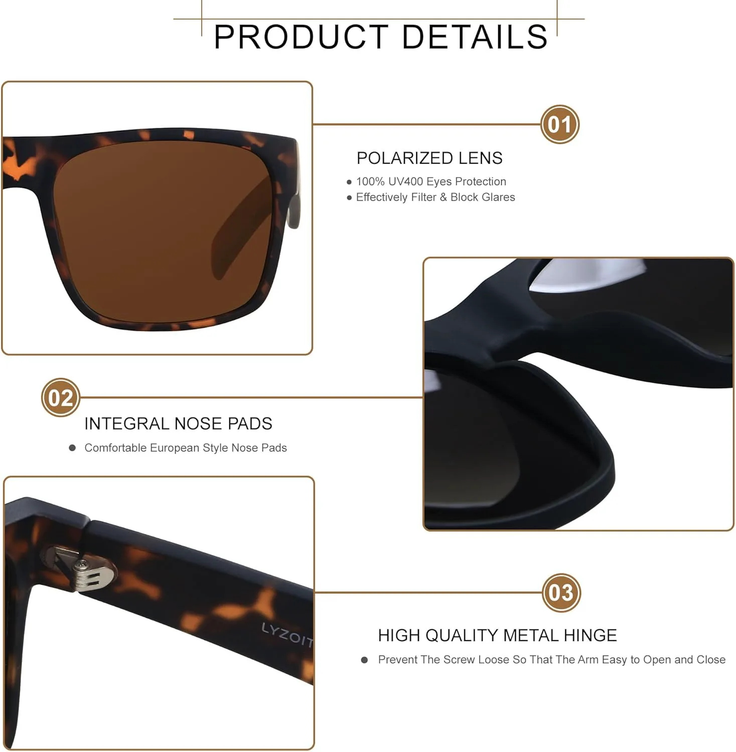 Солнцезащитные очки LYZOIT Extra Large для мужчин с большой широкой головой, поляризованные, увеличенного квадратного размера, Tortoise | Polarized Brown
Солнцезащитные очки LYZOIT Extra Large для мужчин с большой широкой головой, поляризованные, увеличенного квадратного размера, Tortoise | Polarized Brown