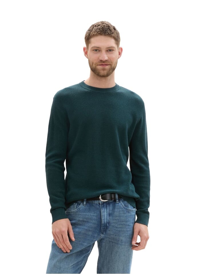 Пуловер Tom Tailor Pullover STRUCTURED CREWNECK, зеленый 
Пуловер Tom Tailor Pullover STRUCTURED CREWNECK, зеленый