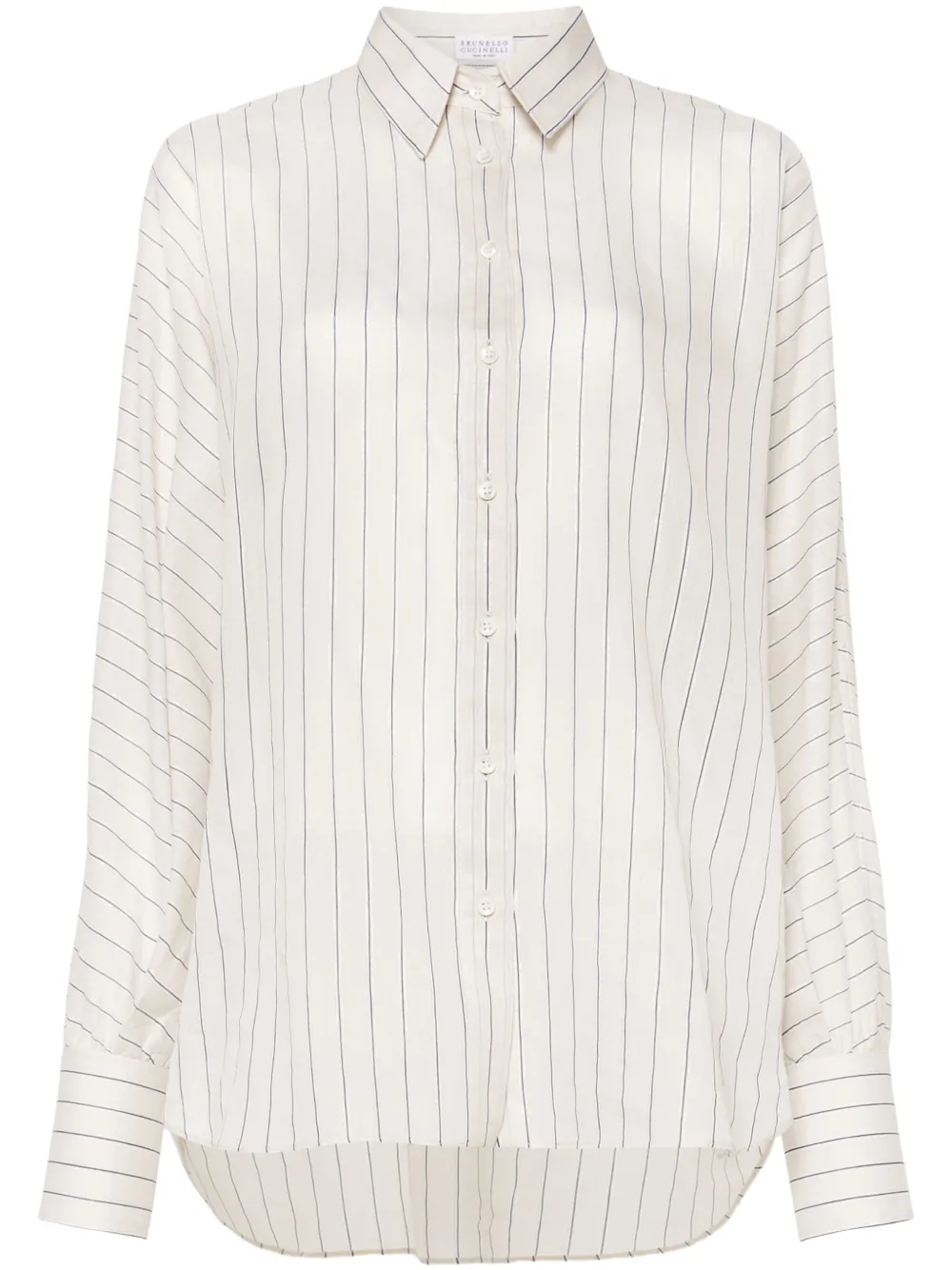 Полосатая рубашка с люрексом Brunello Cucinelli, нейтральный
Полосатая рубашка с люрексом Brunello Cucinelli, нейтральный