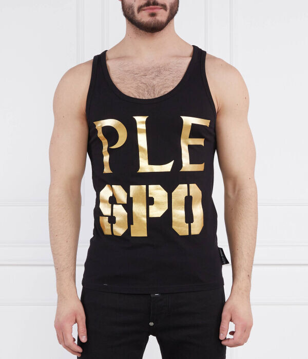 Майка мужская Plein Sport с золотым принтом, черный
Майка мужская Plein Sport с золотым принтом, черный