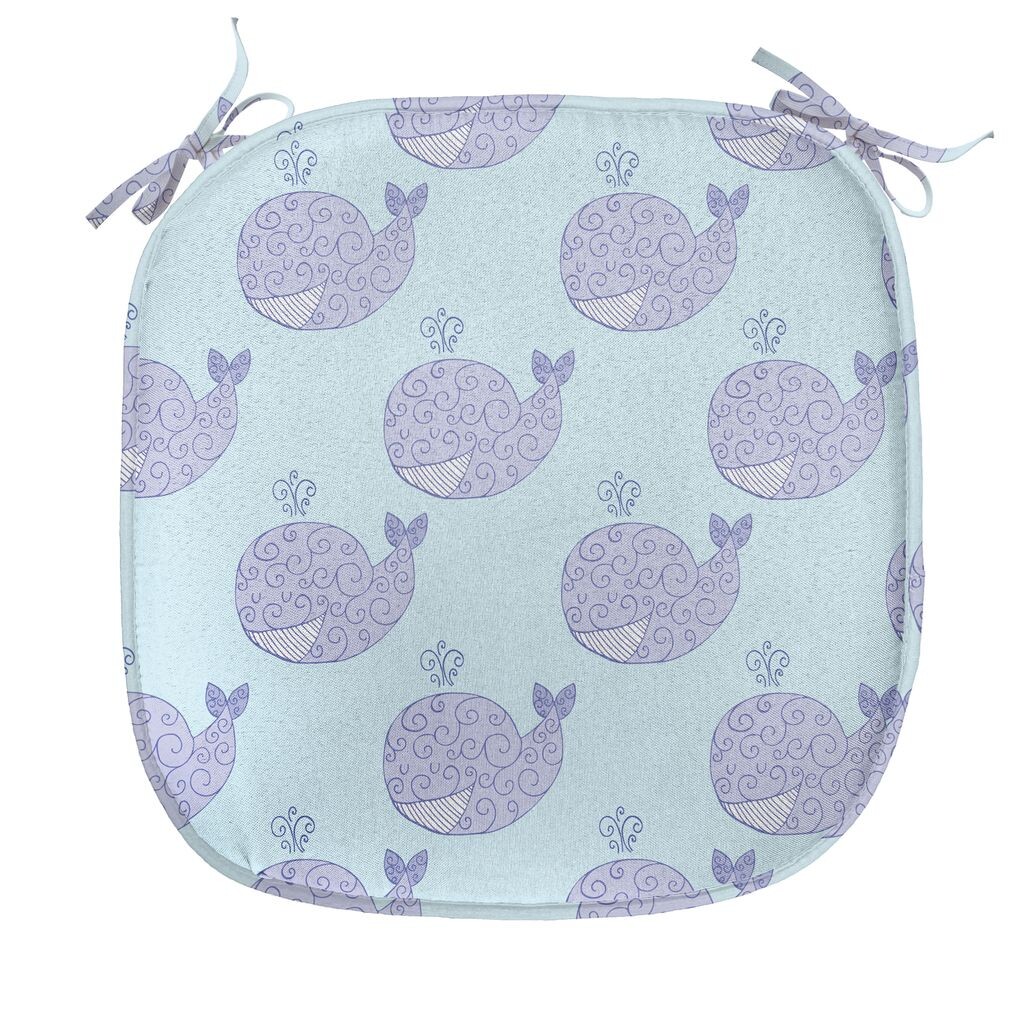 ABAKUHAUS Подушка для обеденного стула «Кит», мультяшное животное с улыбкой, декоративная водонепроницаемая подушка с ремнями для кухонных сидений, 40 см x 40 см, нежно-голубой, синий 
ABAKUHAUS Подушка для обеденного стула «Кит», мультяшное животное с улыбкой, декоративная водонепроницаемая подушка с ремнями для кухонных сидений, 40 см x 40 см, нежно-голубой, синий