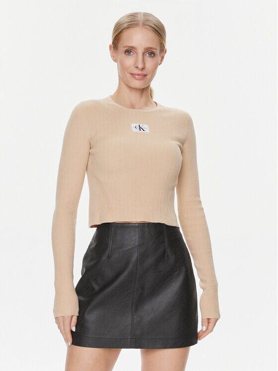 Облегающий свитер Calvin Klein, бежевый
Облегающий свитер Calvin Klein, бежевый
