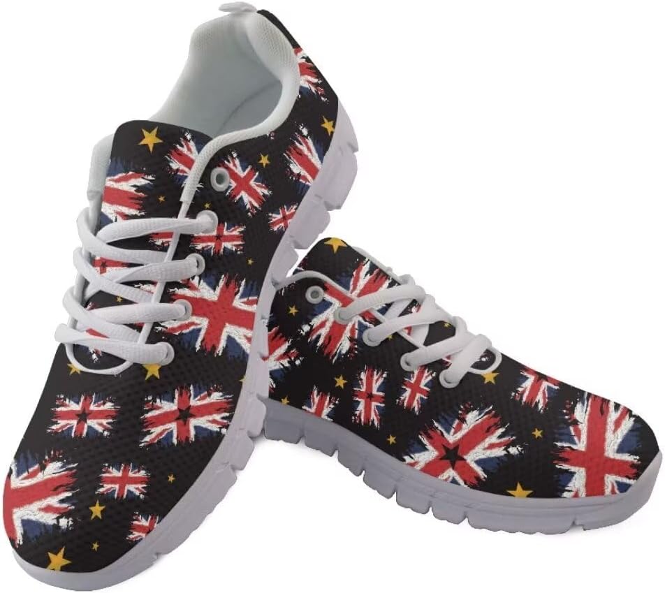 Женские и мужские кроссовки Jeiento для бега на открытом воздухе, модные теннисные туфли, повседневная обувь для путешествий и ходьбы, плоская обувь с дышащей сеткой для тренировок и повседневного ношения, British Flag Stars
Женские и мужские кроссовки Jeiento для бега на открытом воздухе, модные теннисные туфли, повседневная обувь для путешествий и ходьбы, плоская обувь с дышащей сеткой для тренировок и повседневного ношения, British Flag Stars