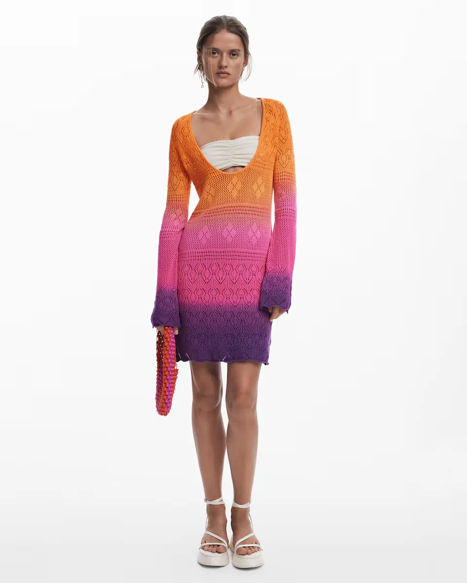 Платье вязаное крючком в технике тай-дай Desigual, оранжевый
Платье вязаное крючком в технике тай-дай Desigual, оранжевый