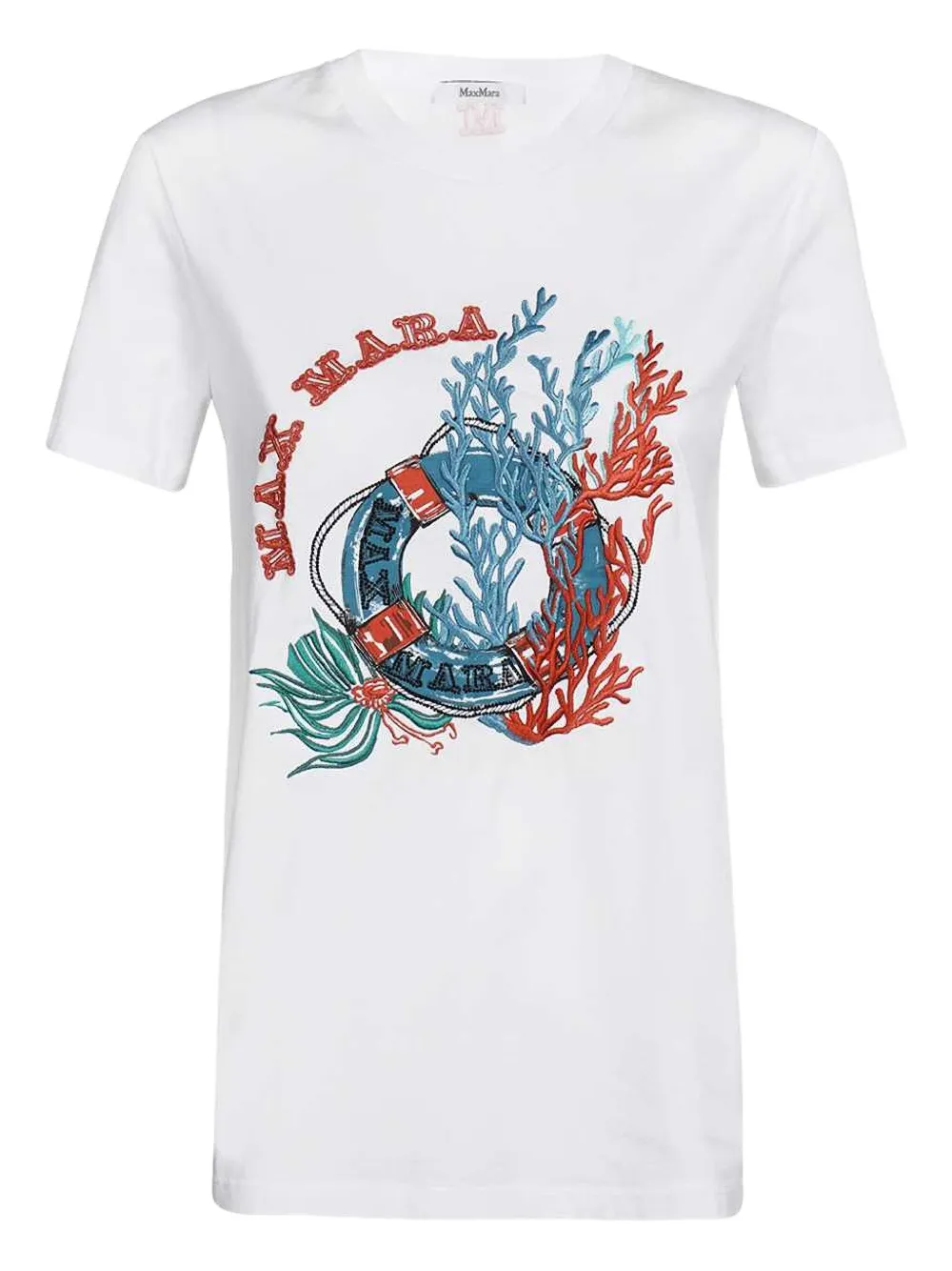 Футболка с вышивкой кораллового цвета MAX MARA, белый
Футболка с вышивкой кораллового цвета MAX MARA, белый