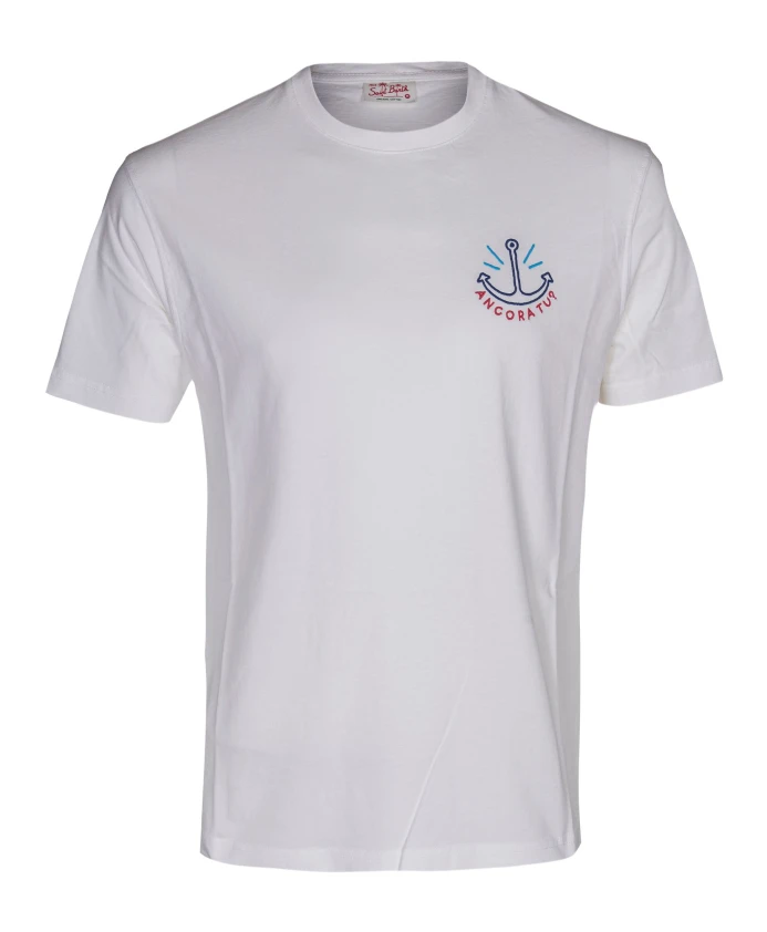 Мужская хлопковая футболка с круглым вырезом, принтом и вышивкой. Mc2 Saint Barth, белый
Мужская хлопковая футболка с круглым вырезом, принтом и вышивкой. Mc2 Saint Barth, белый