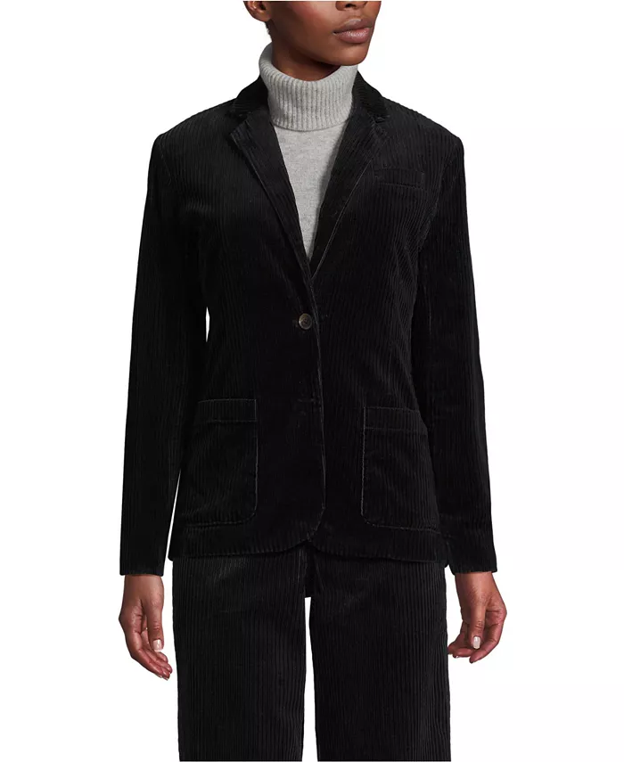 Женский вельветовый пиджак с широкими рубчиками Lands' End, черный
Женский вельветовый пиджак с широкими рубчиками Lands' End, черный