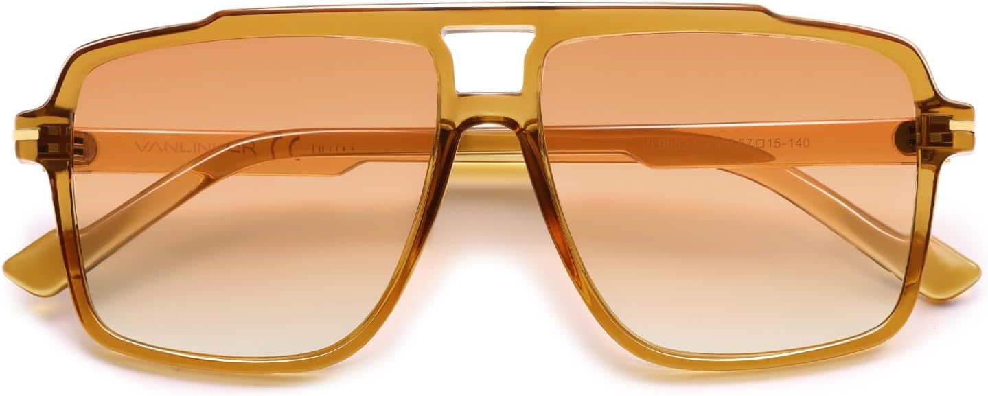 Поляризованные модные солнцезащитные очки-авиаторы VANLINKER большого размера для женщин и мужчин, модель 2025, ретро-стиль VL9853, Light Brown Frame Brown Tinted Lens
Поляризованные модные солнцезащитные очки-авиаторы VANLINKER большого размера для женщин и мужчин, модель 2025, ретро-стиль VL9853, Light Brown Frame Brown Tinted Lens