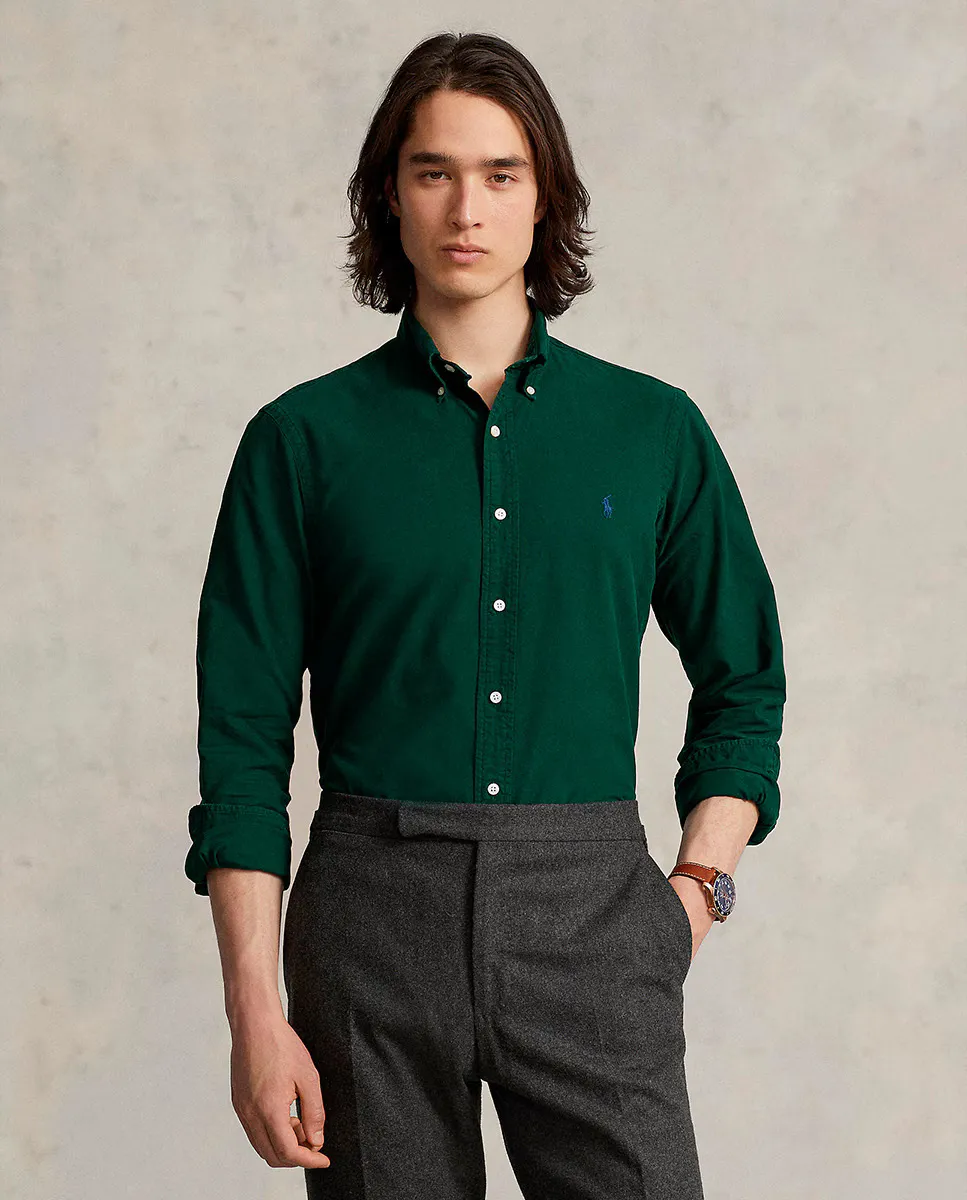 Приталенная мужская оксфордская рубашка, окрашенная в готовую одежду Polo Ralph Lauren, темно-зеленый
Приталенная мужская оксфордская рубашка, окрашенная в готовую одежду Polo Ralph Lauren, темно-зеленый