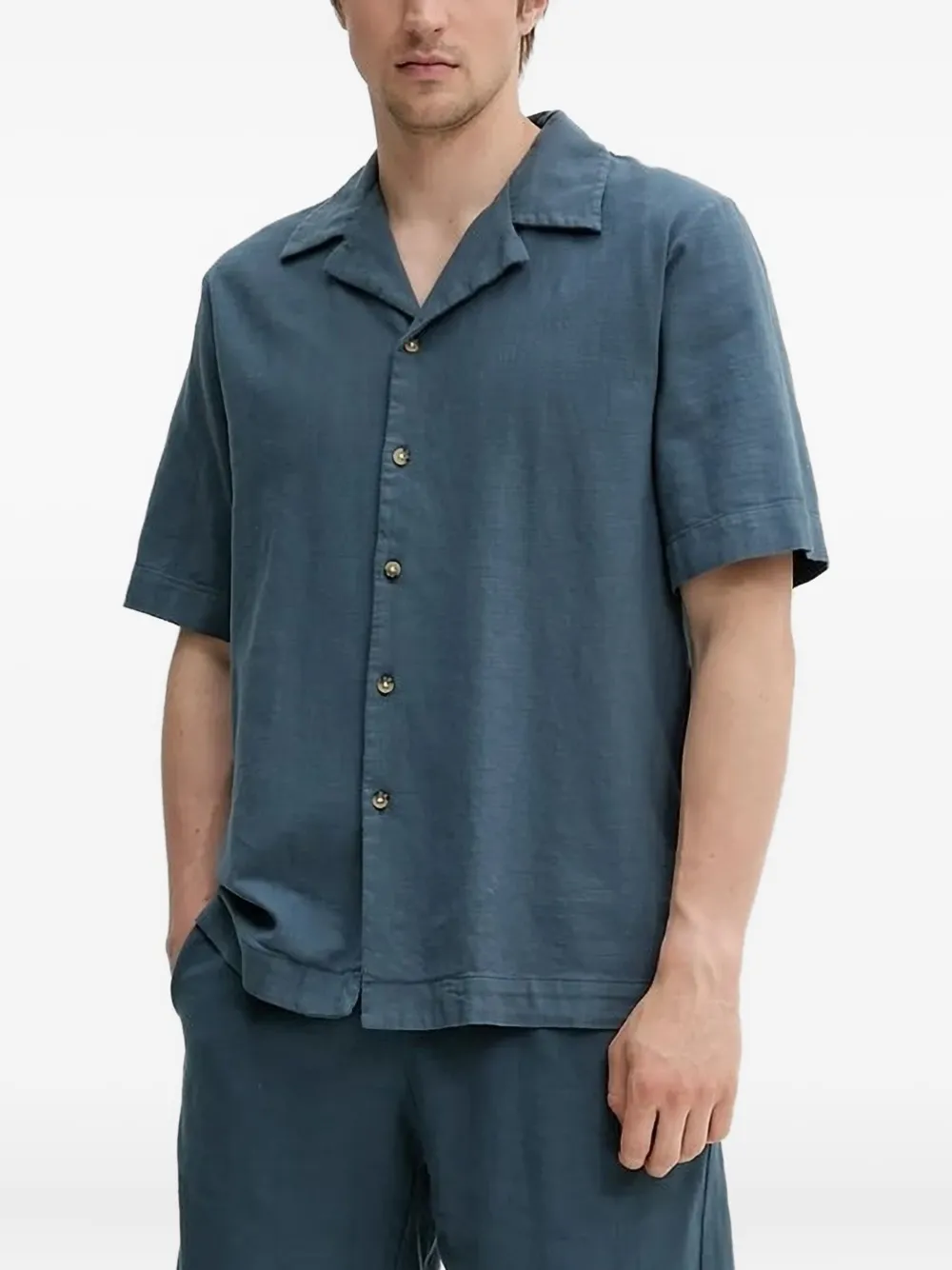 Рубашка с короткими рукавами и воротником-стойкой Won Hundred, синий
Рубашка с короткими рукавами и воротником-стойкой Won Hundred, синий