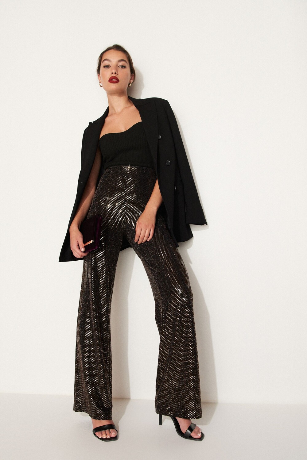 Широкие брюки с пайетками Next, желтый
Широкие брюки с пайетками Next, желтый