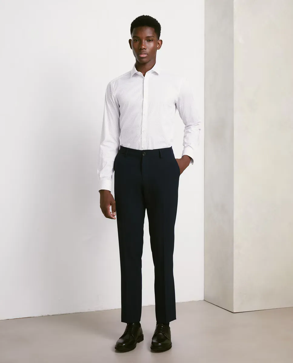 Геометрическая суперэластичная рубашка Easy Wear, белый 
Геометрическая суперэластичная рубашка Easy Wear, белый