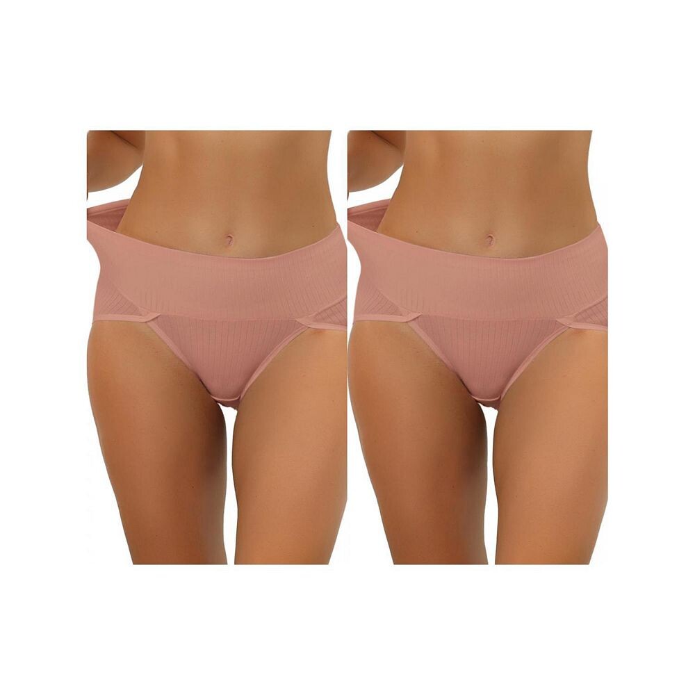 2 упаковки женского нижнего белья в рубчик с завышенной талией и контролем живота, доступны в размерах больших размеров ALLEGRA K, цвет Light Red 
2 упаковки женского нижнего белья в рубчик с завышенной талией и контролем живота, доступны в размерах больших размеров ALLEGRA K, цвет Light Red