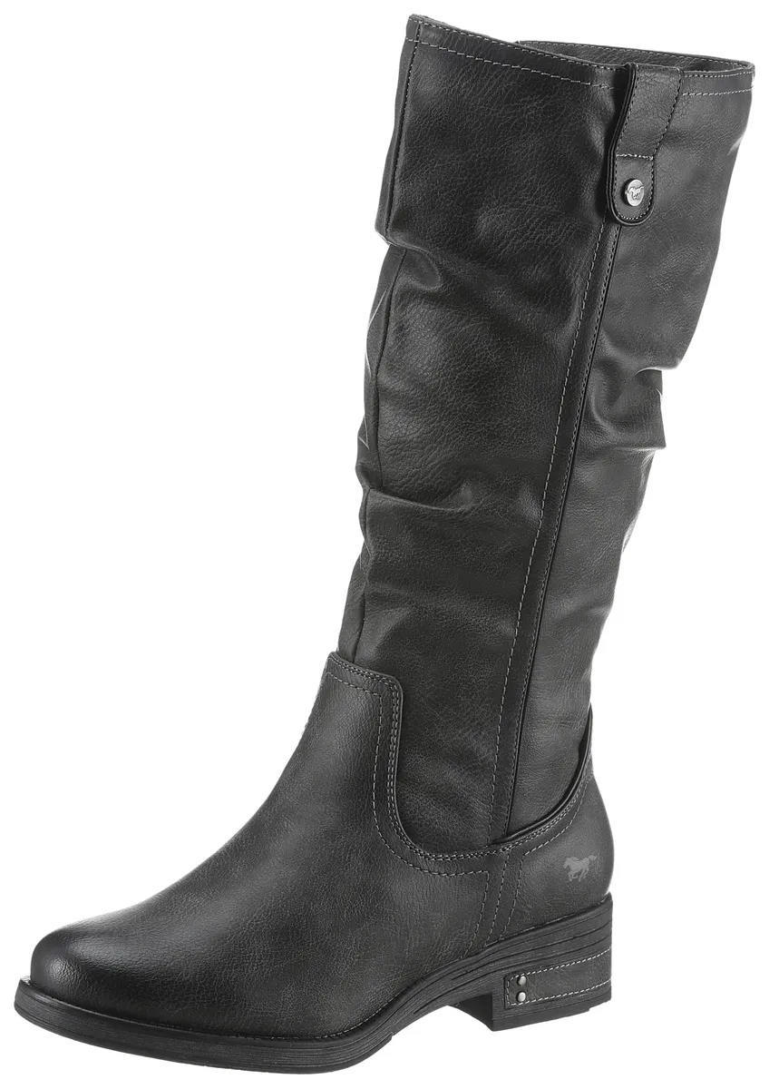 Зимние ботинки Mustang Shoes, ботинки с длинным голенищем, блочный каблук, с рюшами на голенище с напуском, серый
Зимние ботинки Mustang Shoes, ботинки с длинным голенищем, блочный каблук, с рюшами на голенище с напуском, серый