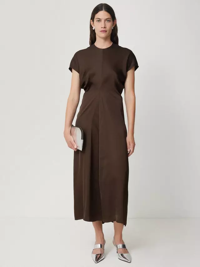 Платье Jigsaw Satin Crepe Midi, коричневый 
Платье Jigsaw Satin Crepe Midi, коричневый