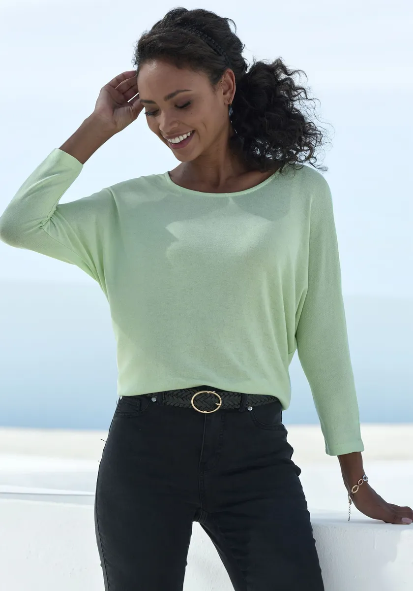 Рубашка LASCANA с рукавом 3/4 из тонкого трикотажа с повседневными рукавами "летучая мышь", зеленый
Рубашка LASCANA с рукавом 3/4 из тонкого трикотажа с повседневными рукавами "летучая мышь", зеленый