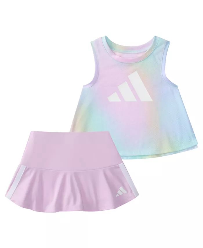 Детский комплект для девочек: топ и юбка-шорты с принтом (2 предмета) adidas
Детский комплект для девочек: топ и юбка-шорты с принтом (2 предмета) adidas