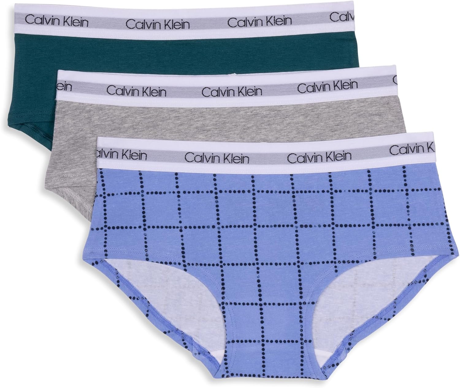 Комплект нижнего белья Calvin Klein Girls Hipster, 3 шт., Hydrangea Window Pane/Heather Gray/Pacific
Комплект нижнего белья Calvin Klein Girls Hipster, 3 шт., Hydrangea Window Pane/Heather Gray/Pacific
