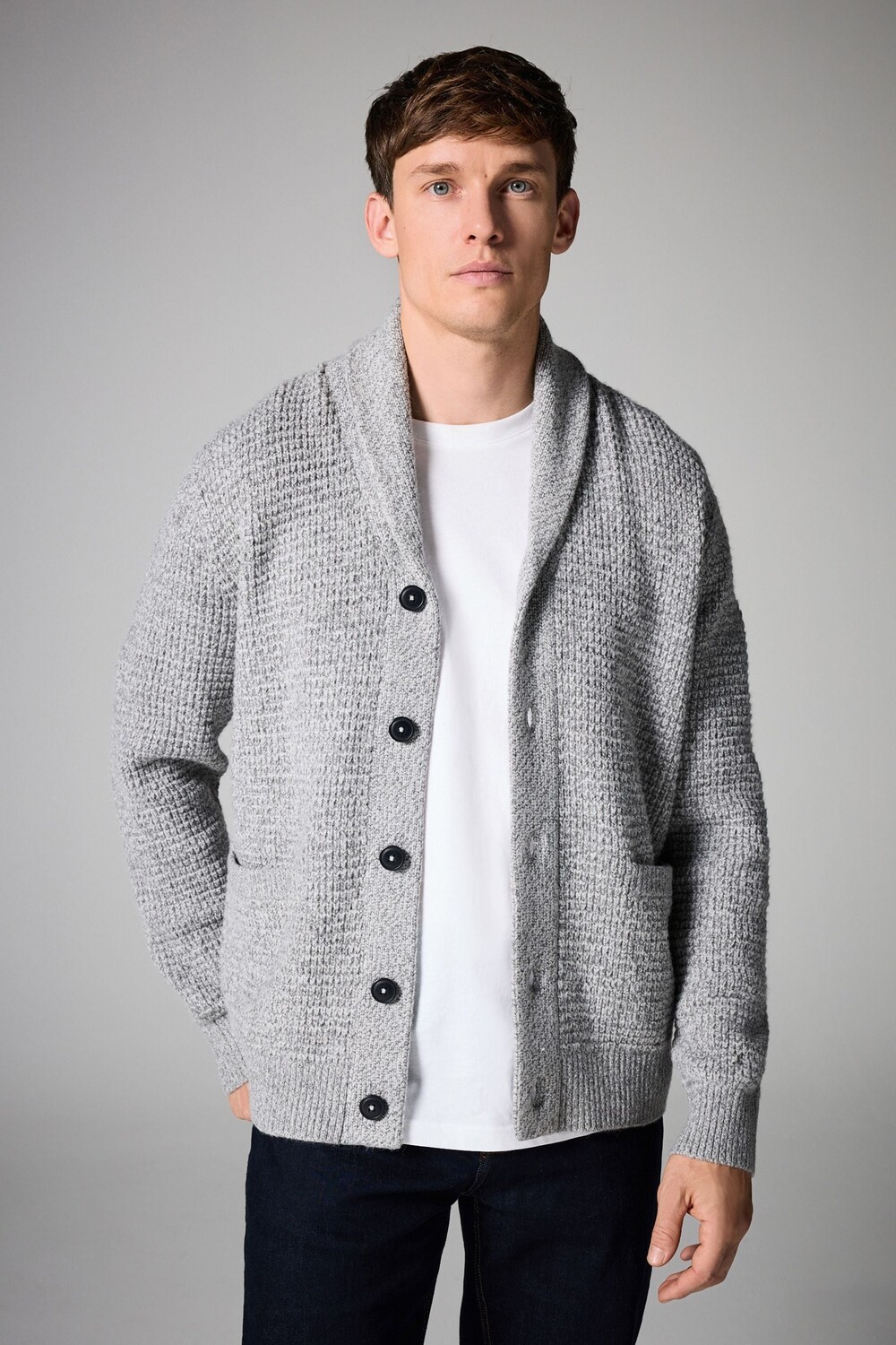 Кардиган шаль с вафельной текстурой, стандартного кроя Next, серый
Кардиган шаль с вафельной текстурой, стандартного кроя Next, серый