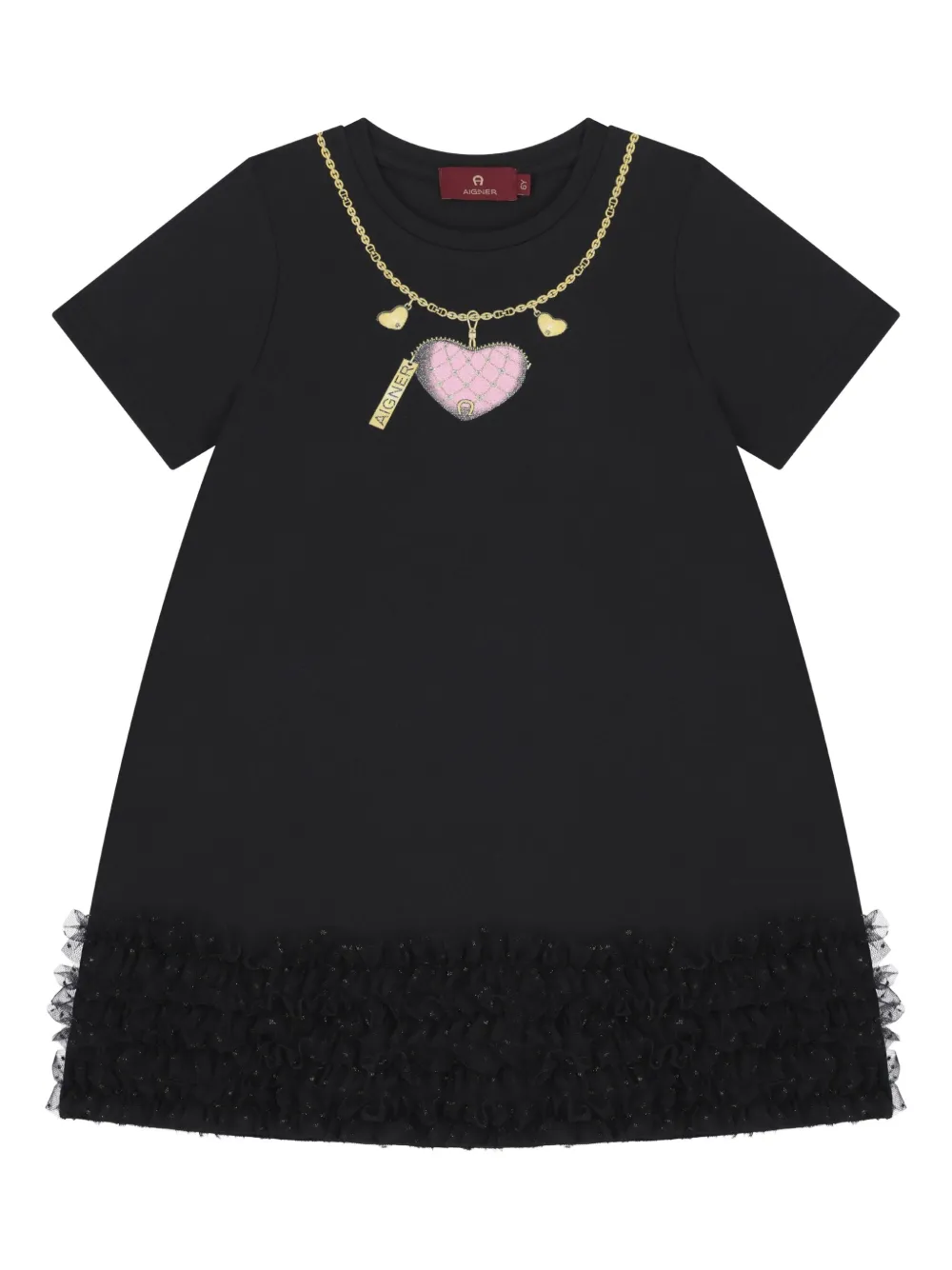 Платье с рюшами и принтом в виде сердечек Aigner Kids, черный
Платье с рюшами и принтом в виде сердечек Aigner Kids, черный