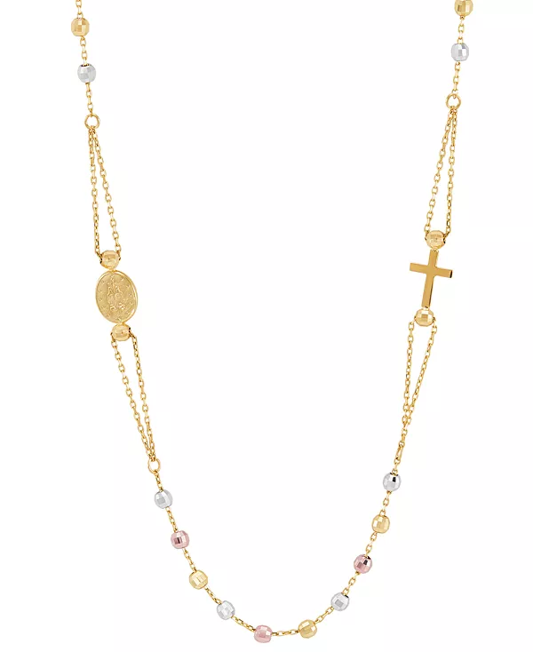 Ожерелье-Четки с крестом и медальоном длиной 17-1/2 дюйма из 10-каратного трехцветного золота Macy'S, tr-color
Ожерелье-Четки с крестом и медальоном длиной 17-1/2 дюйма из 10-каратного трехцветного золота Macy'S, tr-color