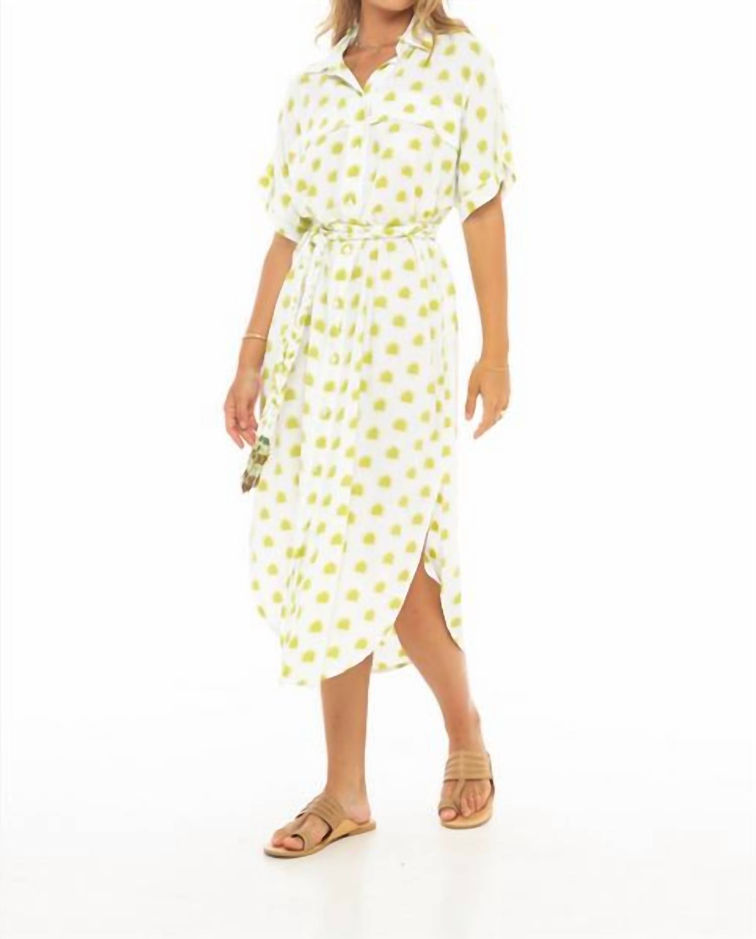 Платье на пуговицах Palm в белом/лаймовом цвете SKEMO 
Платье на пуговицах Palm в белом/лаймовом цвете SKEMO