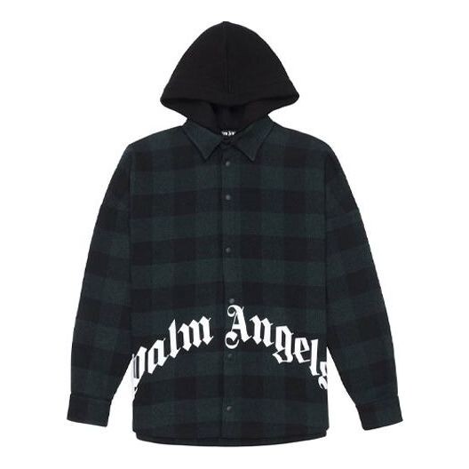 Куртка men's logo print hooded overshirt green Palm Angels, зеленый 
Куртка men's logo print hooded overshirt green Palm Angels, зеленый