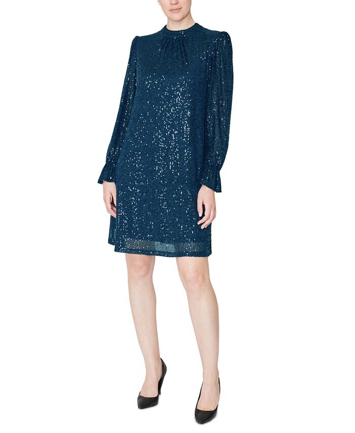 Платье-футляр с воротником-стойкой и пайетками julia jordan, синий
Платье-футляр с воротником-стойкой и пайетками julia jordan, синий