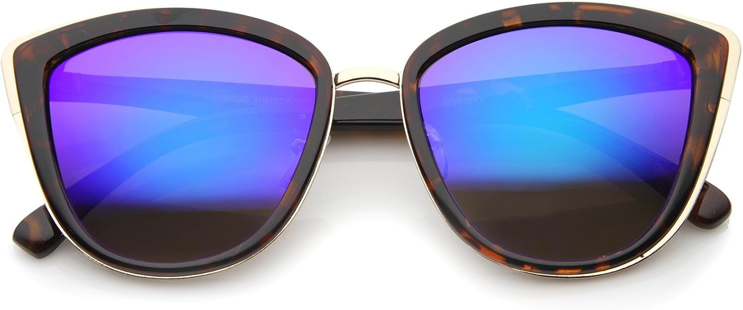 Солнцезащитные очки zeroUV в стиле «кошачий глаз» с металлическим внешним каркасом, зеркальными линзами увеличенного размера, 55 мм, в модном металлическом исполнении, Tortoise-gold / Purple Mirror
Солнцезащитные очки zeroUV в стиле «кошачий глаз» с металлическим внешним каркасом, зеркальными линзами увеличенного размера, 55 мм, в модном металлическом исполнении, Tortoise-gold / Purple Mirror