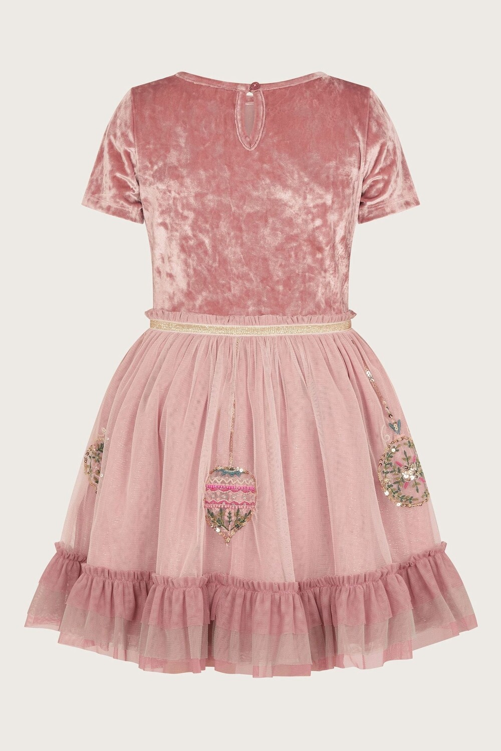 Платье с короткими рукавами из бархата и рождественскими безделушками Monsoon, розовый
Платье с короткими рукавами из бархата и рождественскими безделушками Monsoon, розовый