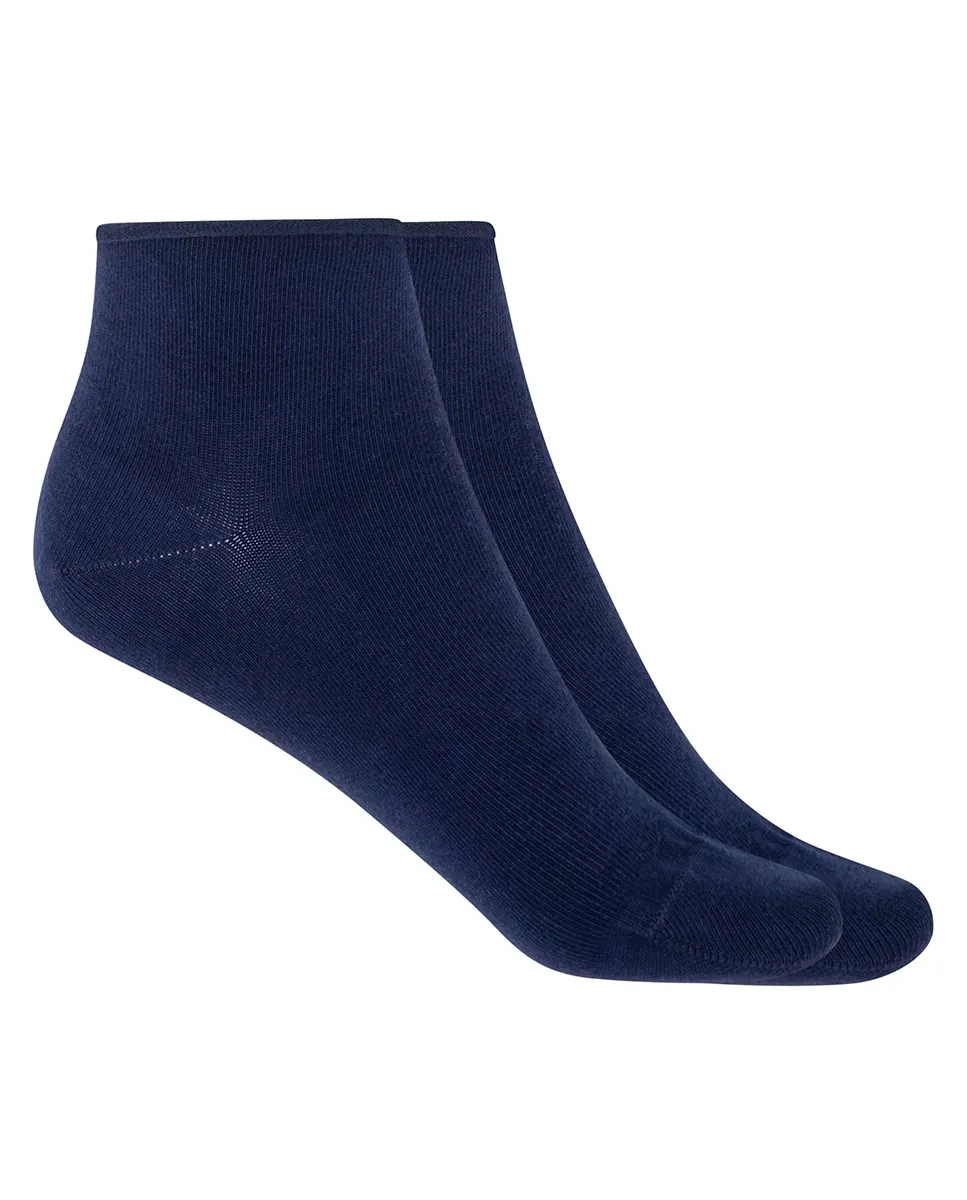 Набор из 2 пар женских однотонных хлопковых носков с закатанными манжетами Punto Blanco, темно-синий 
Набор из 2 пар женских однотонных хлопковых носков с закатанными манжетами Punto Blanco, темно-синий