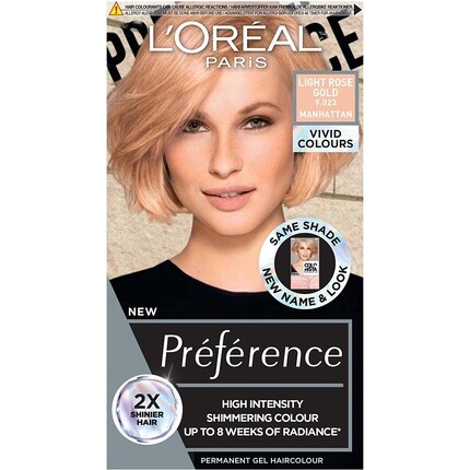 Loreal Paris Preference Vivids Перманентная гелевая краска для волос, Светло-розовое золото 9.23, L'Oreal
Loreal Paris Preference Vivids Перманентная гелевая краска для волос, Светло-розовое золото 9.23, L'Oreal