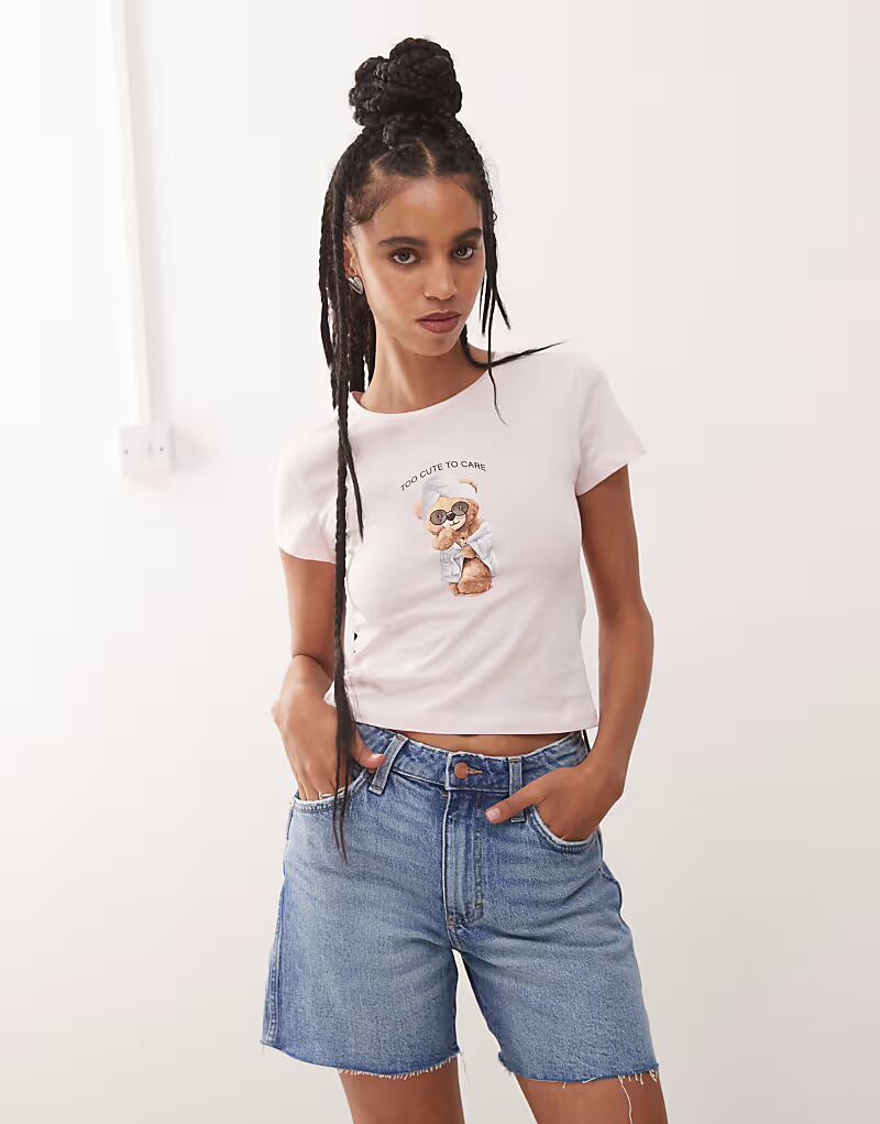 Детская футболка Noisy May с принтом медведя нежно-розового цвета 
Детская футболка Noisy May с принтом медведя нежно-розового цвета