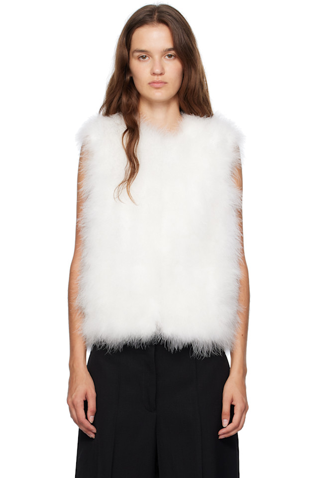 Yves Salomon Белый укороченный жилет с перьями
Yves Salomon Белый укороченный жилет с перьями