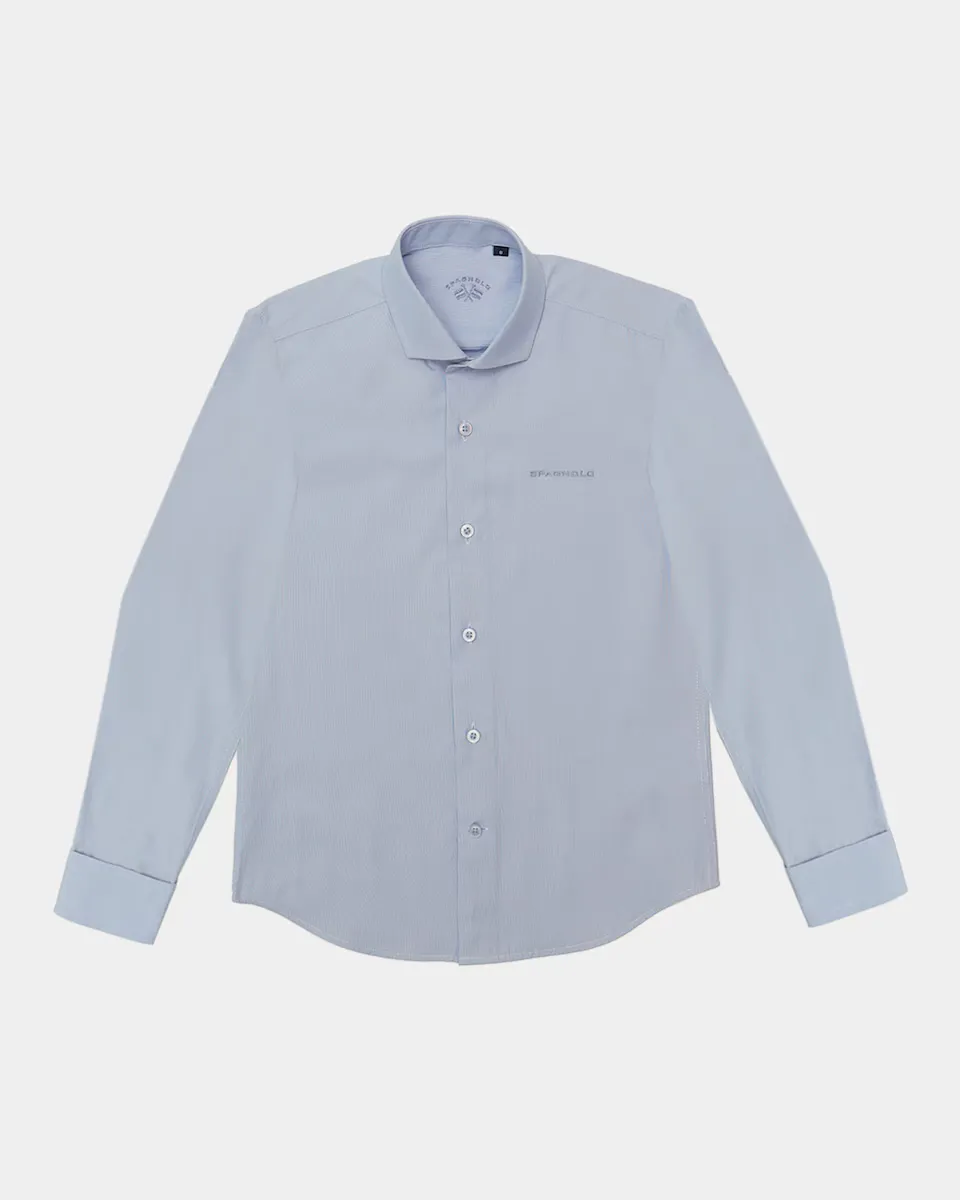 Рубашка для мальчиков светло-голубого цвета с вырезным воротником Spagnolo, голубой
Рубашка для мальчиков светло-голубого цвета с вырезным воротником Spagnolo, голубой