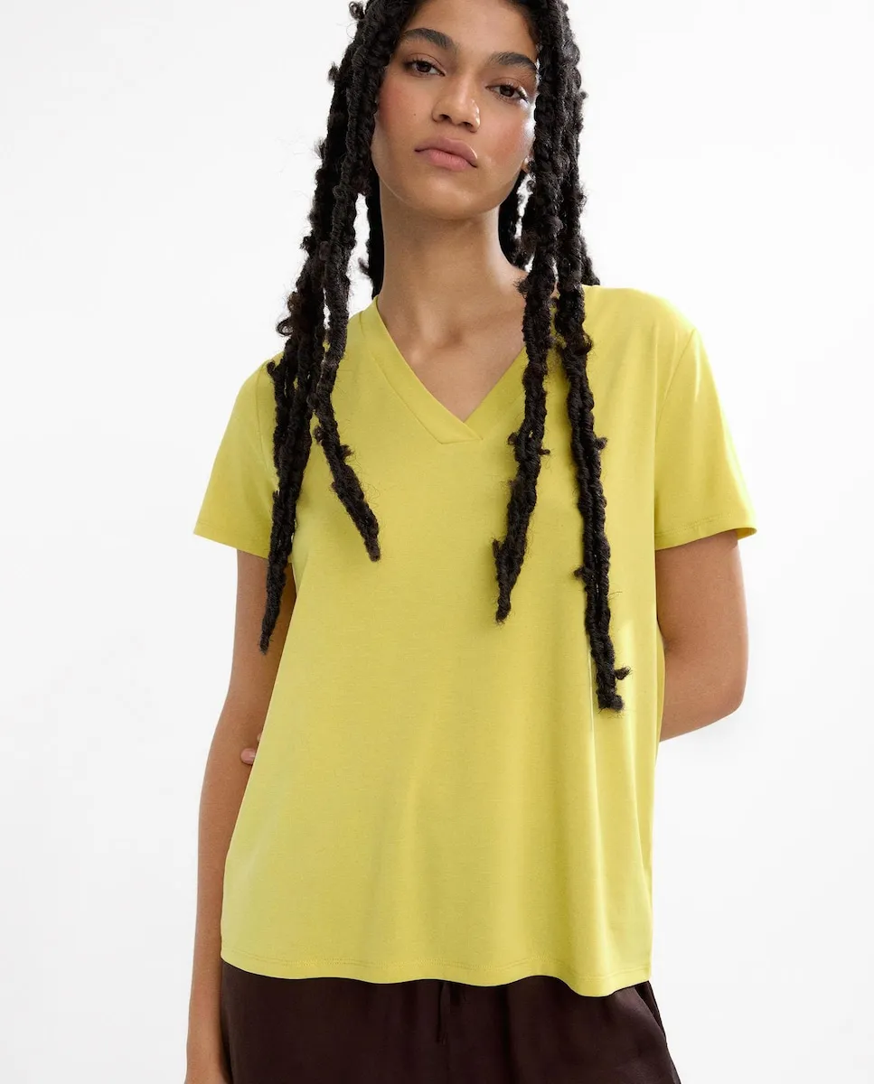 Женская футболка с V-образным вырезом Parfois, желтый
Женская футболка с V-образным вырезом Parfois, желтый