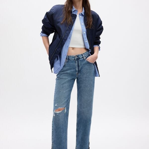 Джинсы свободного кроя с высокой посадкой обработанные кислотной стиркой Gap, синий
Джинсы свободного кроя с высокой посадкой обработанные кислотной стиркой Gap, синий