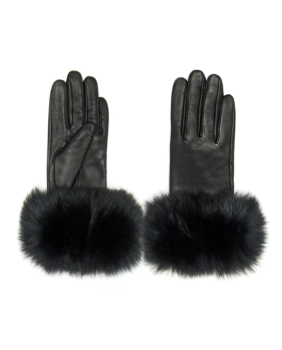 Черные кожаные перчатки с манжетами из черного лисьего меха Maximilian, черный
Черные кожаные перчатки с манжетами из черного лисьего меха Maximilian, черный