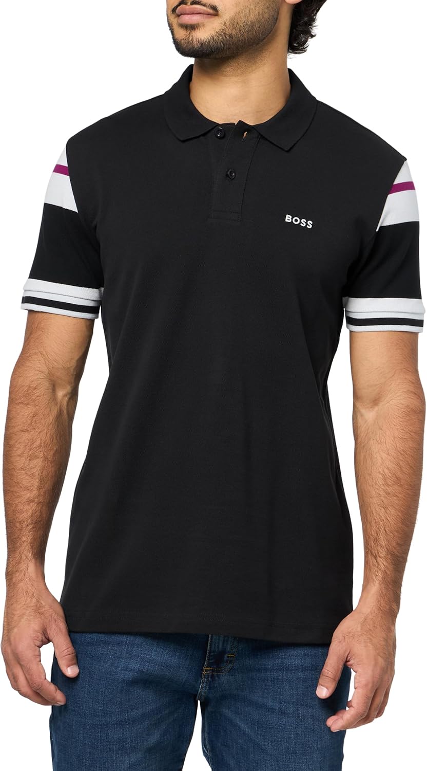 BOSS Мужская поло с полосатыми рукавами из интерлок-хлопка, Black Gloss, Черный, BOSS Мужская поло с полосатыми рукавами из интерлок-хлопка, Black Gloss
BOSS Мужская поло с полосатыми рукавами из интерлок-хлопка, Black Gloss, Черный, BOSS Мужская поло с полосатыми рукавами из интерлок-хлопка, Black Gloss