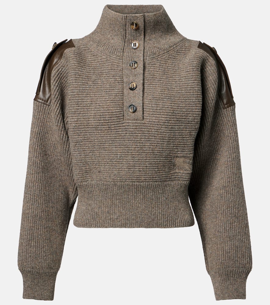 Кроп свитер из смесовой шерсти с кожаными деталями Burberry, Beige Melange
Кроп свитер из смесовой шерсти с кожаными деталями Burberry, Beige Melange