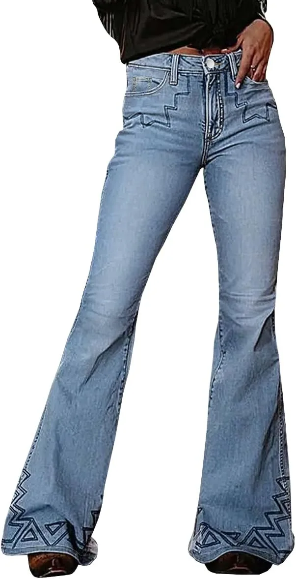 Женские джинсы с высокой талией и расклешенным силуэтом, вышивка TACSTRUN
Женские джинсы с высокой талией и расклешенным силуэтом, вышивка TACSTRUN