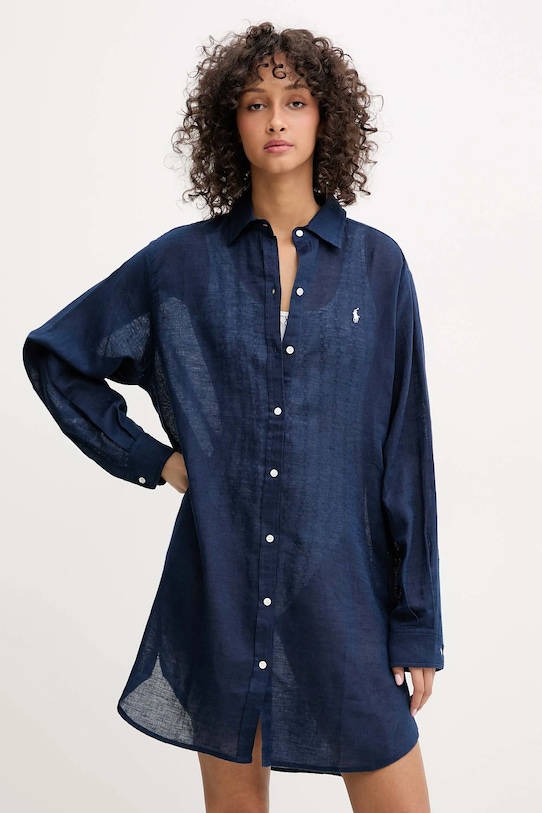 Пляжная рубашка с добавлением льна Polo Ralph Lauren, темно-синий 
Пляжная рубашка с добавлением льна Polo Ralph Lauren, темно-синий