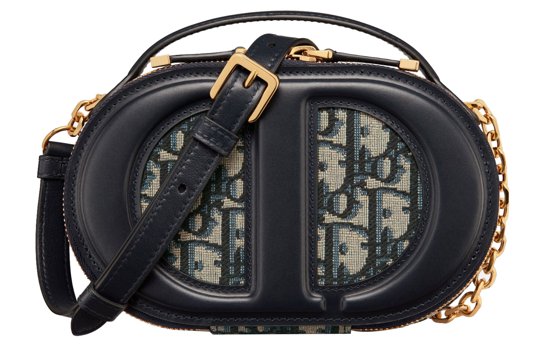 DIOR Косая печать с кожаной камерной сумкой через плечо женская синяя