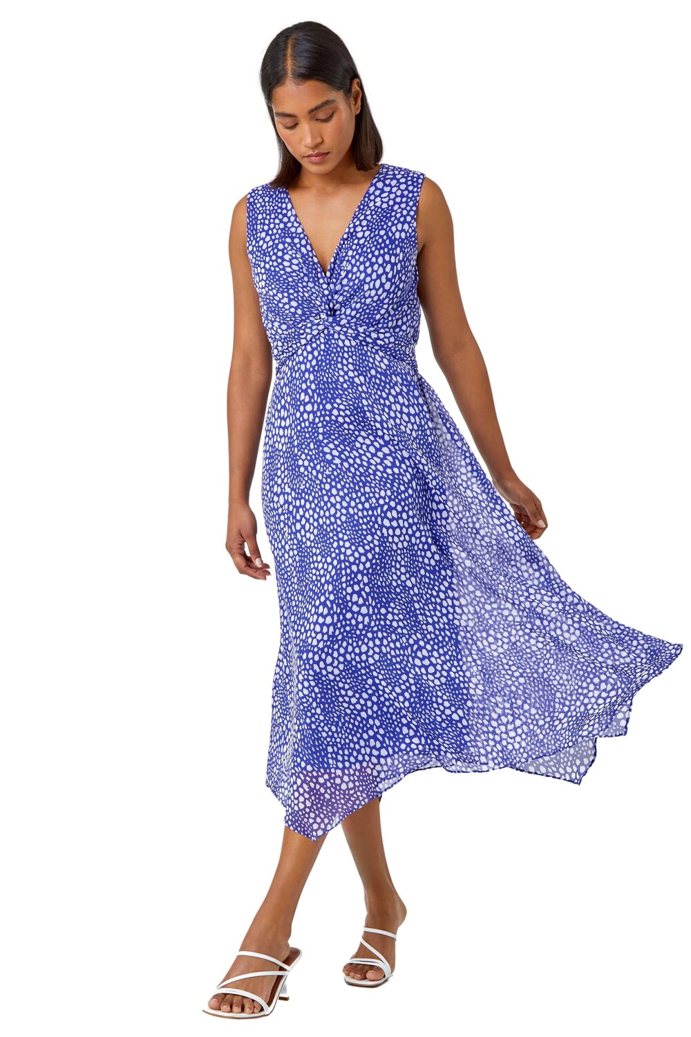 Платье миди без рукавов с абстрактным узлом спереди Roman, синий
Платье миди без рукавов с абстрактным узлом спереди Roman, синий
