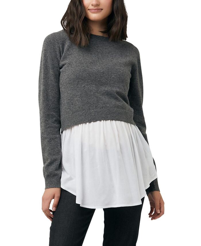 Съемный вязаный свитер для кормящих мам Ripe Sandy для беременных Ripe Maternity, серый 
Съемный вязаный свитер для кормящих мам Ripe Sandy для беременных Ripe Maternity, серый