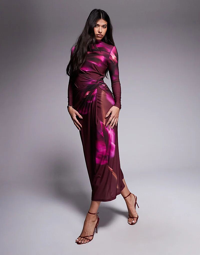 Эксклюзивное платье макси Daska с высоким воротом и фиолетовым цветочным принтом
Эксклюзивное платье макси Daska с высоким воротом и фиолетовым цветочным принтом