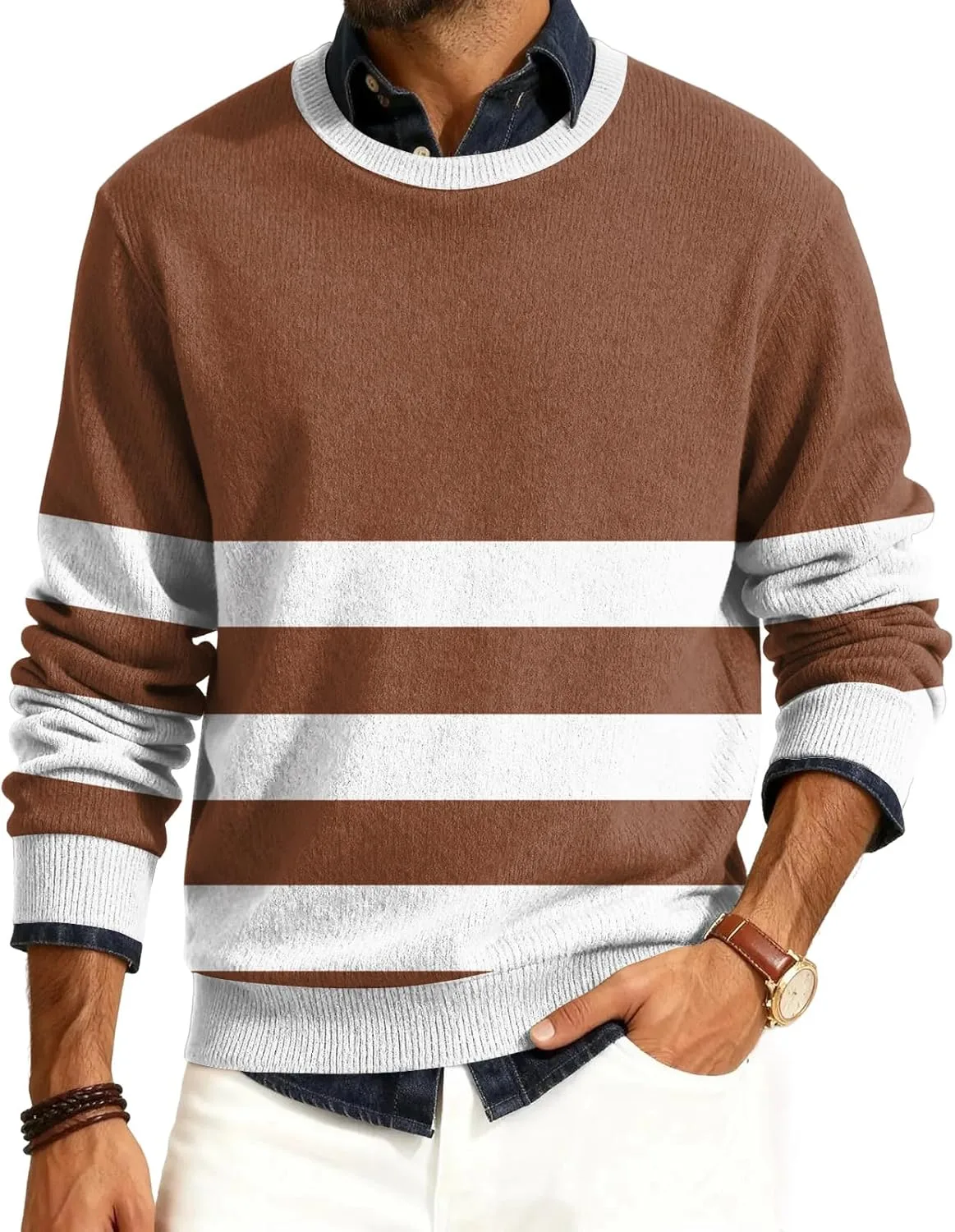 Мужской вязаный свитер легкий с длинным рукавом
Мужской вязаный свитер легкий с длинным рукавом