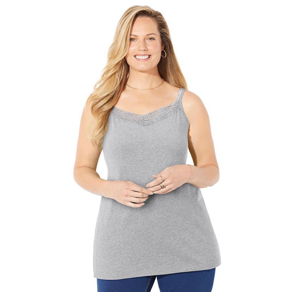 Женская футболка больших размеров с кружевом Catherines Plus Size Petite Suprema, цвет Heather Grey
Женская футболка больших размеров с кружевом Catherines Plus Size Petite Suprema, цвет Heather Grey