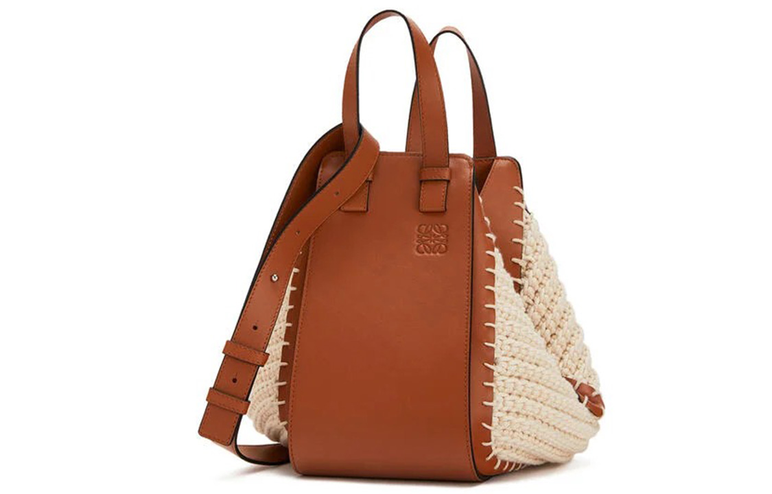 LOEWE Гамачная телячья кожа с хлопковой тканью гамачная сумка женская сумка через плечо наплечная сумка бежевая натуральная